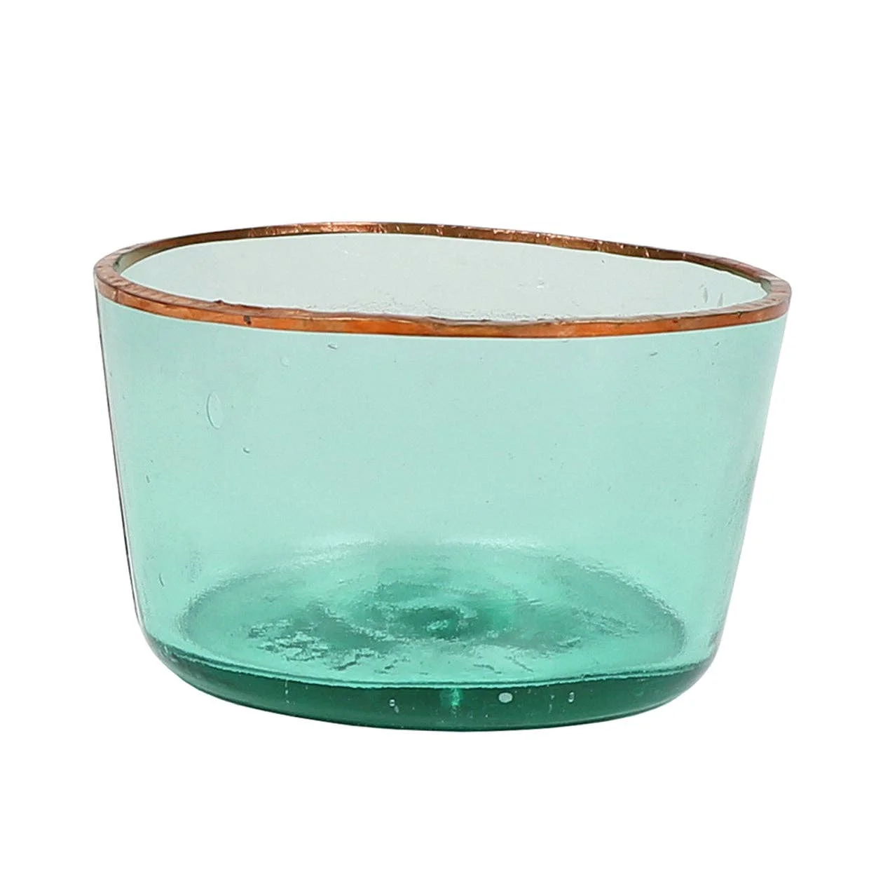 Demijohn Bowl: Ex Small — Recycled glass bowl with a copper rim.